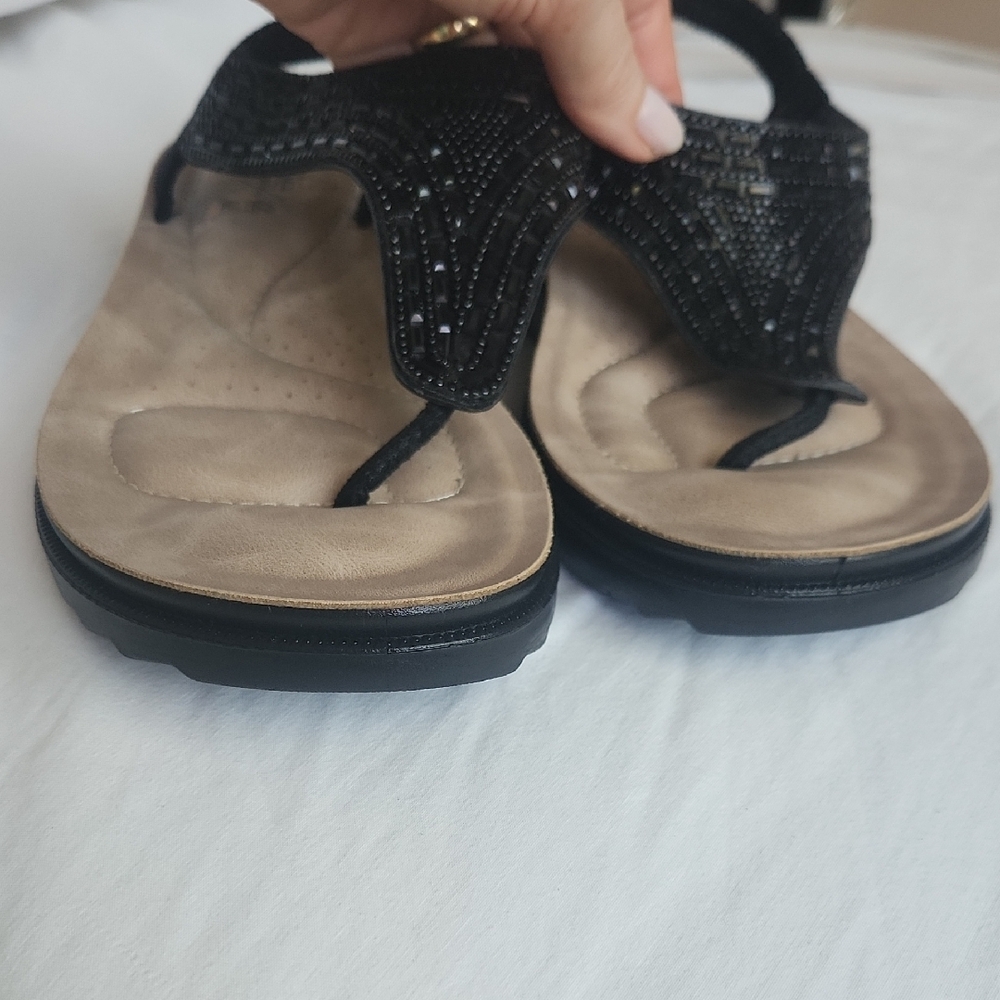 Elegant Black Beaded Women's Sandals - Picture 17 of 17